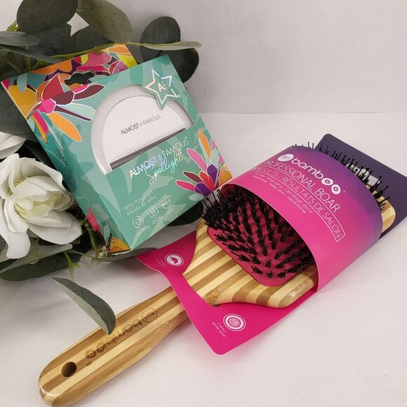 Professional Boar Salon Bristle Paddle Brush & AF Selfie Ring Light NEW - Picture 1 of 9